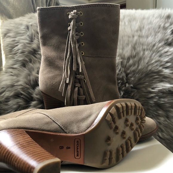 COACH Tassel Suede Ankle Boots - Picture 5 of 5